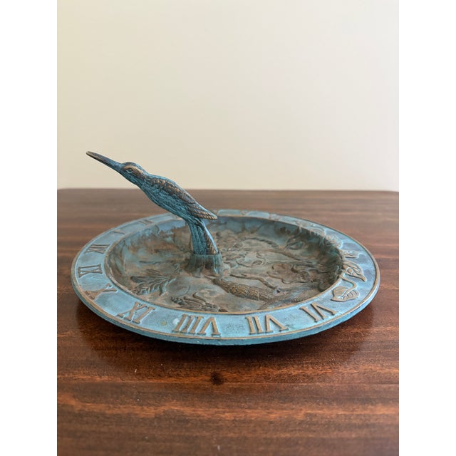 Vintage English Country Iron Verdigris Garden Sundial With Hummingbird For Sale In South Bend - Image 6 of 8