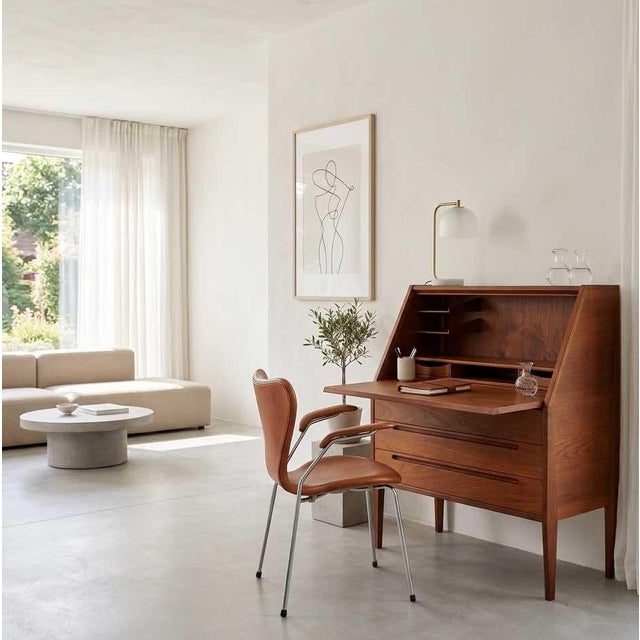 A beautiful teak secretary designed by renowned Swedish designer Nils Jonsson from the 1960s. This elegant piece showcases...