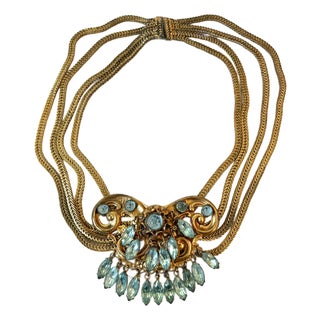 Early 20th Century Art Deco Gold Fill and Rhinestone Necklace For Sale