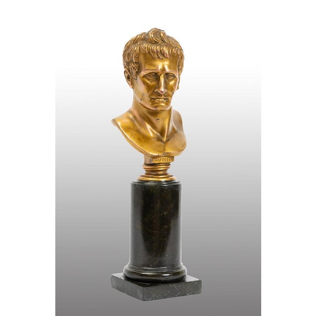 Antique 19th Century Gilded Bronze Sculpture on Green Marble Base For Sale - Image 6 of 6