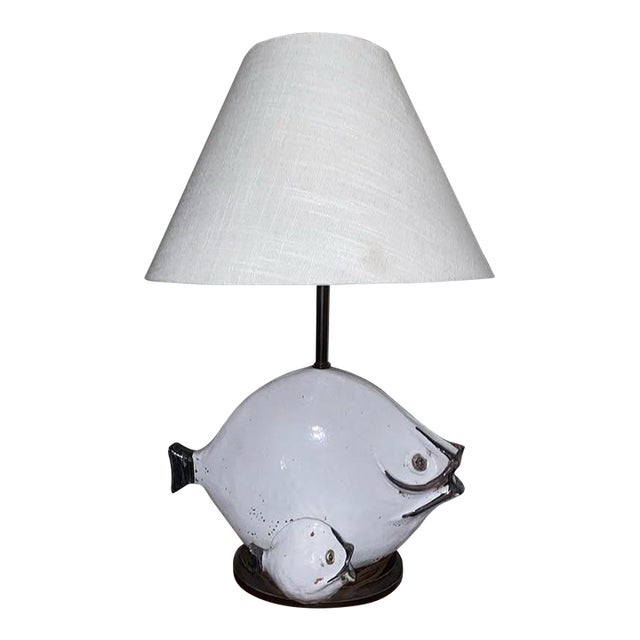 Ivo De Santis Gli Etruschi Table Lamp . Ivo De Santis Gli Etruschi Mid-Century Italian Ceramic Fish Group Table Lamp For Sale