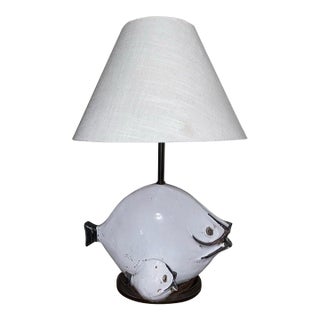 MCM Table Lamp . Ivo De Santis Gli Etruschi Table Lamp . Ivo De Santis Gli Etruschi Mid-Century Italian Ceramic Fish Group Table Lamp For Sale