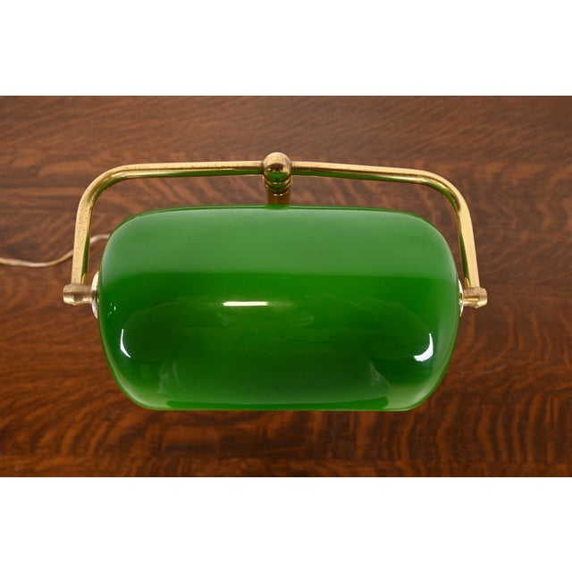 Mid 20th Century Vintage Art Deco Brass Banker's Desk Lamp For Sale - Image 5 of 10