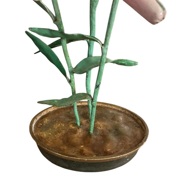 Vintage Italian Tole Peinte Potted Pink Lily / Lilies Floral / Flower Arrangement For Sale - Image 9 of 11