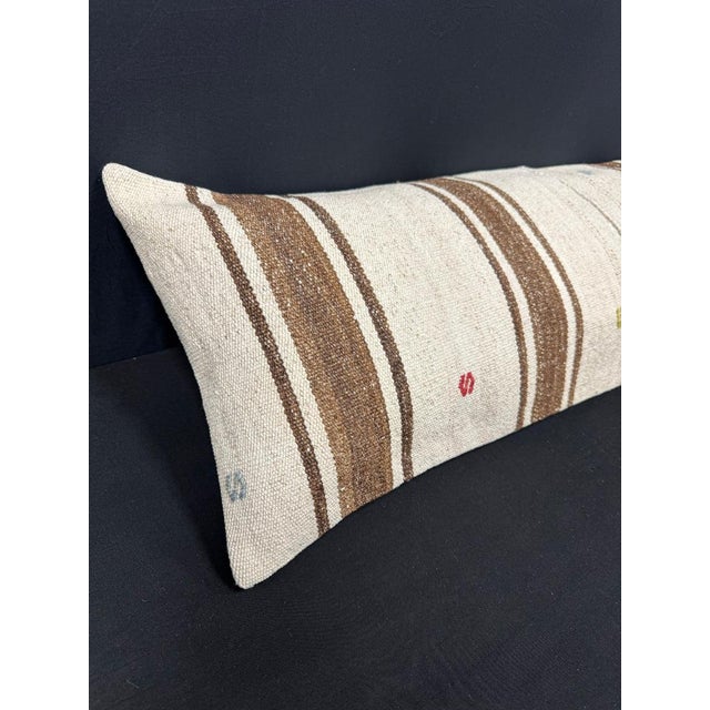 Turkish Hemp Pillow Cushion Natural Beige Brown Cushion Cover 14"x45" #18052 Enhance your home decor with our Kilim Pillow...