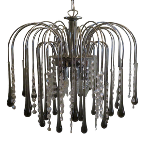 Italian Murano Glass Drop Waterfall Chandelier, 1960s