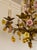 Baroque Floral Chandelier in Gilded Iron with Ceramic Flowers and Murano Glass Pendants, Italy, 1960s For Sale - Image 3 of 13