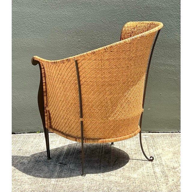 Wood Vintage Woven Rattan Lounge Chair For Sale - Image 7 of 12