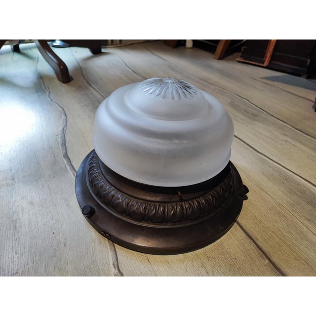 Art Nouveau brass ceiling lamp, dimensions: height 21 cm, diameter 31 cm. European Plug (up to 250V).The wiring of this...