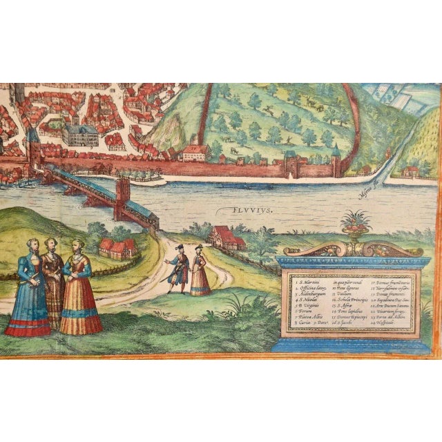 This is a 16th century original hand-colored copperplate engraved map of View of View of Meissen, Germany entitled "Misena...