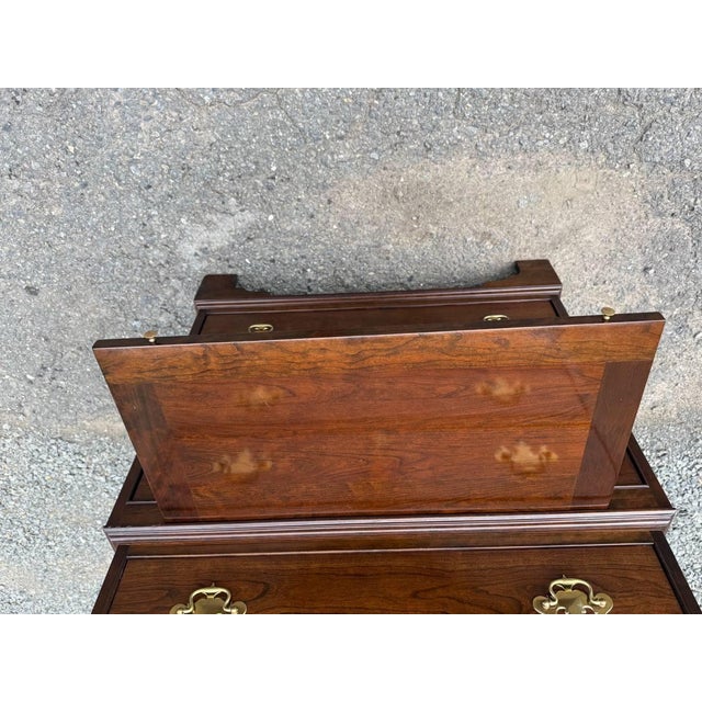 Late 20th Century Stickley Georgian Chippendale Style Solid Mahogany -Drawer Highboy Dresser For Sale - Image 17 of 17