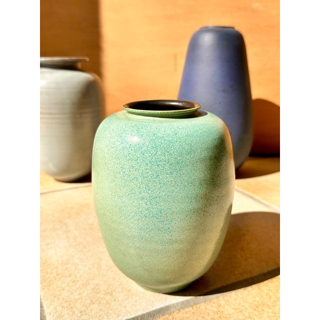 Ceramic Vase in Turquoise Tones by Carl Fischer, Germany, 1950s For Sale - Image 10 of 11