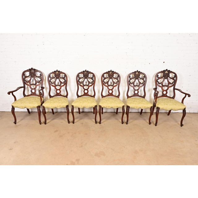 French Provincial Romweber Antique French Provincial Louis XV Carved Walnut Dining Chairs, Set of Six For Sale - Image 3 of 13