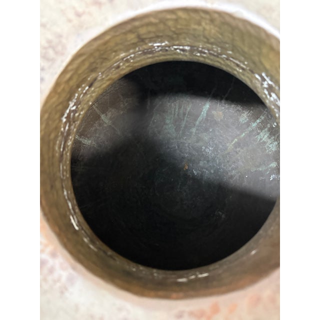Large Hammered Metal Water Vessel + Rope Handles For Sale - Image 11 of 12