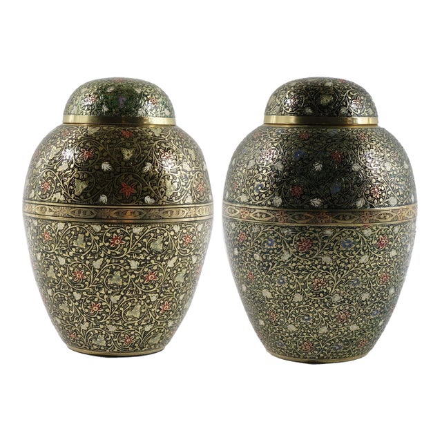 Mid 20th Century Decorative Brass Urns - A Pair For Sale