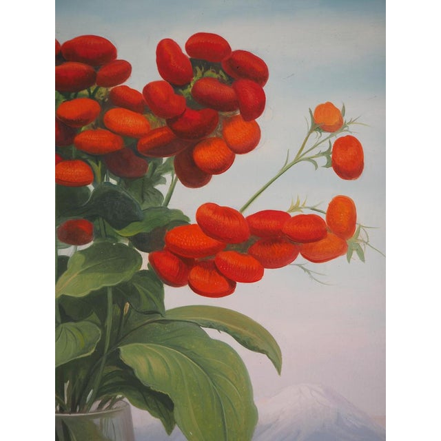 André Quellier, Red Bouquet: The Limestones and the Mountain, Oil on Panel, Framed For Sale - Image 7 of 12