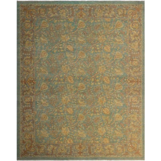 1990s Shabby Chic Kafkaz Lt. Blue/Lt. Gray Hand-Knotted Rug - 8'0 X 9'11 For Sale