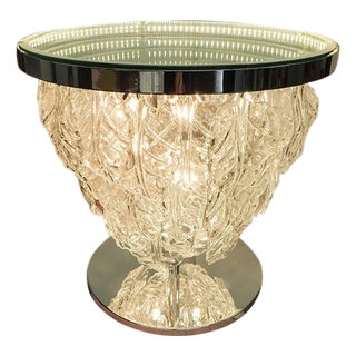 Italian Delicatezza Chrome Clear Murano Glass Leaves Table by Fabio LTD For Sale