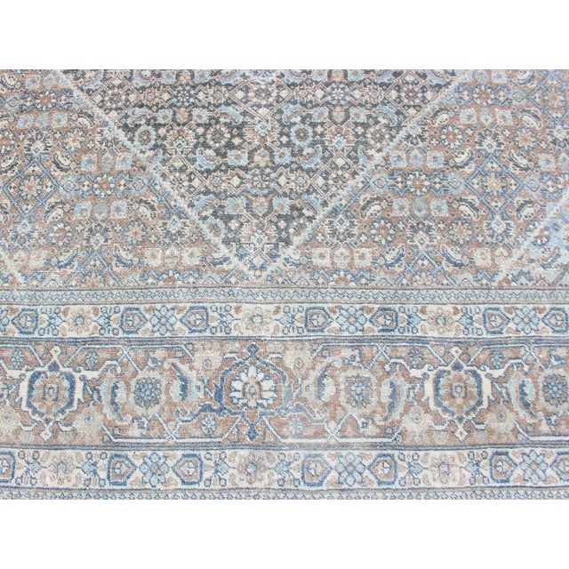 Medium Blue and Gray Background Persian Tabriz Rug With All-Over Herati Design 8'6 X 11'7 For Sale - Image 17 of 18