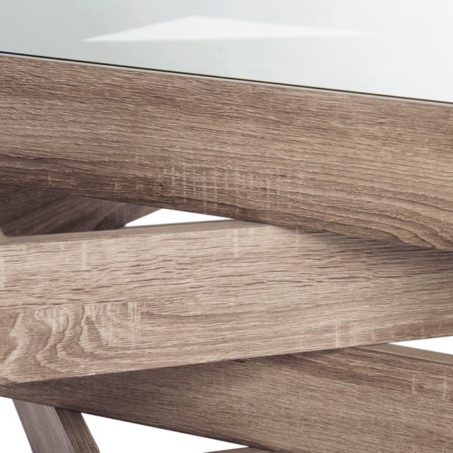Brown Stacked Coffee Table in Light Grey For Sale - Image 8 of 9