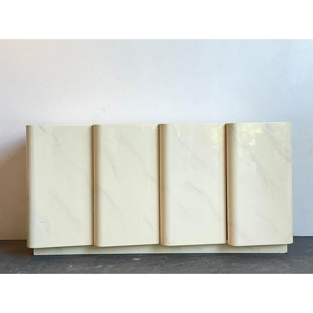 Contemporary Vintage Postmodern Wave Front Credenza For Sale - Image 3 of 12