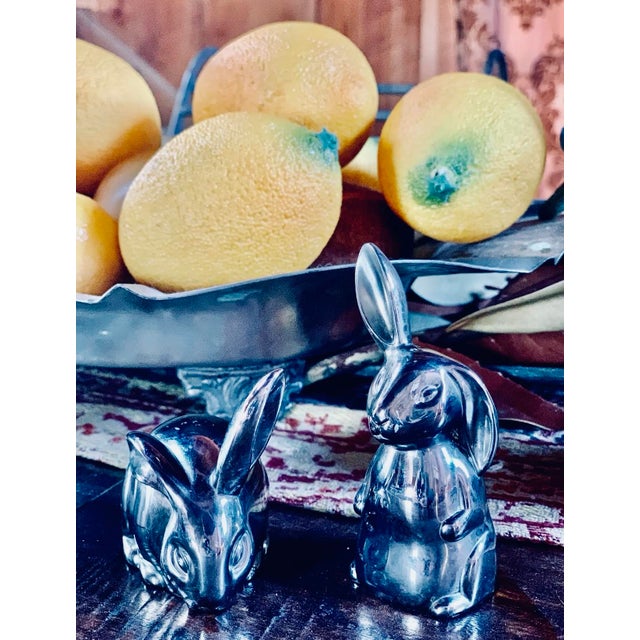 Late 20th Century Vintage Godinger Silverplate Rabbit, Bunny Salt & Pepper Shakers- A Pair For Sale - Image 11 of 11