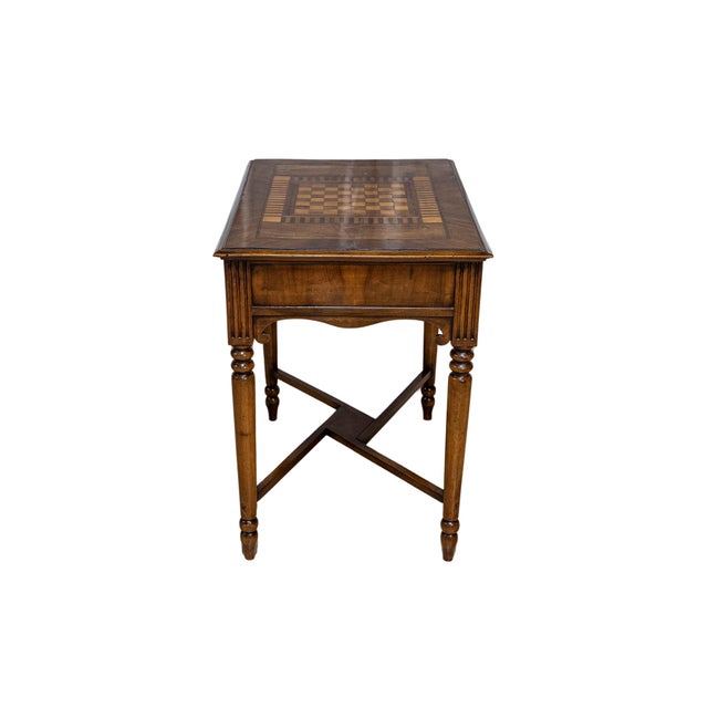 Italian 19th Century Walnut and Mahogany Game Table with Checkerboard Top For Sale - Image 4 of 12