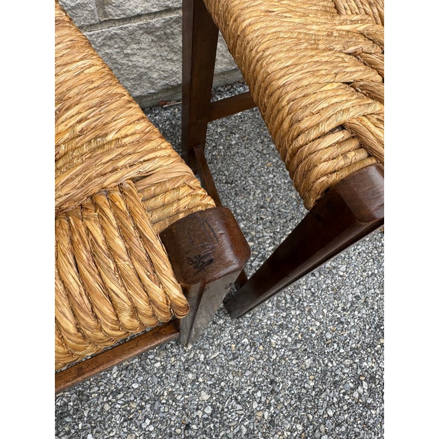 Vintage Italian Carved Walnut Rush Seat Dining Chairs – Set of 6 For Sale - Image 9 of 12