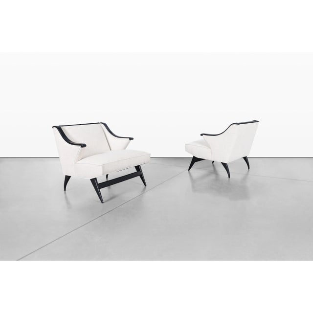 Mid-Century Modern Mid-Century Modern Italian Sculptural Lounge Chairs After Gio Ponti, 1950s For Sale - Image 3 of 12