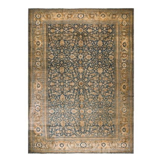 1900s Navy Blue Medallion Traditional Antique Bibikabad Persian Rug 2'5" X 17'5" Wool Carpet For Sale