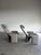 Modern Vintage Sculptural Post Modern Gray Leather Lounge Chair Pair For Sale - Image 3 of 13