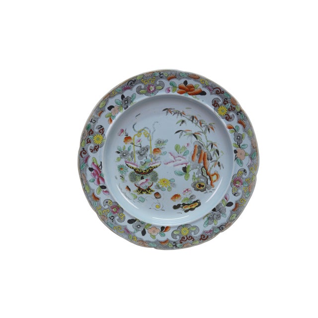 16 antique English Stephen Folch Chinoiserie Serving platters / trays in the Ironstone Imari style Bamboo & Basket pattern...