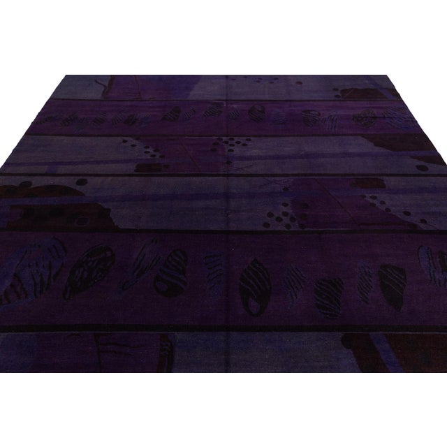 Textile Abstract Modern Tibetan Rug in Amethyst and Slate – Hand-Knotted Wool & Silk For Sale - Image 7 of 10