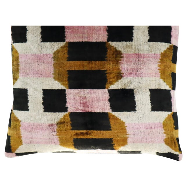 Pink Handmade Pink & Brown Silk Velvet Throw Pillow & Down Insert For Sale - Image 8 of 12