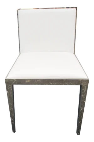 Nuevo Rennes White Leather and Polished Stainless Steel Chrome Framed Side Chair