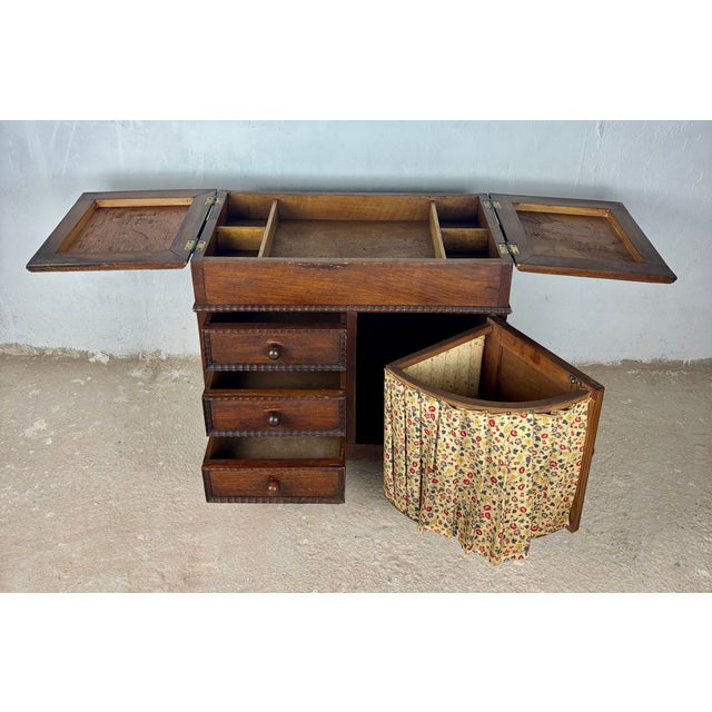 Spanish Oak Sewing Cabinet With Fabric Basket, Early 20th Century For Sale - Image 13 of 18