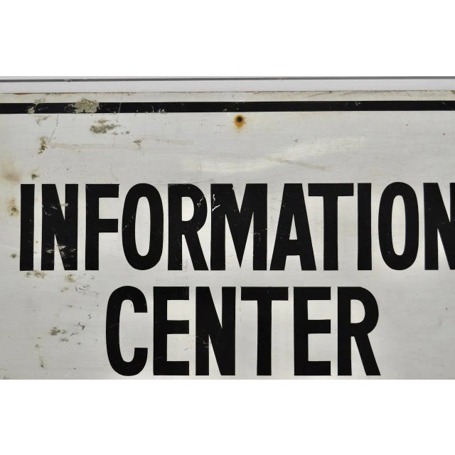 Vintage Information Sign - 1940's Hand Painted, Metal 3'x2' For Sale - Image 4 of 8