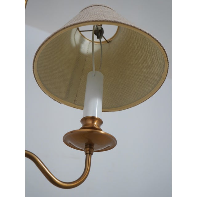 Brass Scrolled Arm Floor Lamp W. Shade For Sale - Image 10 of 11