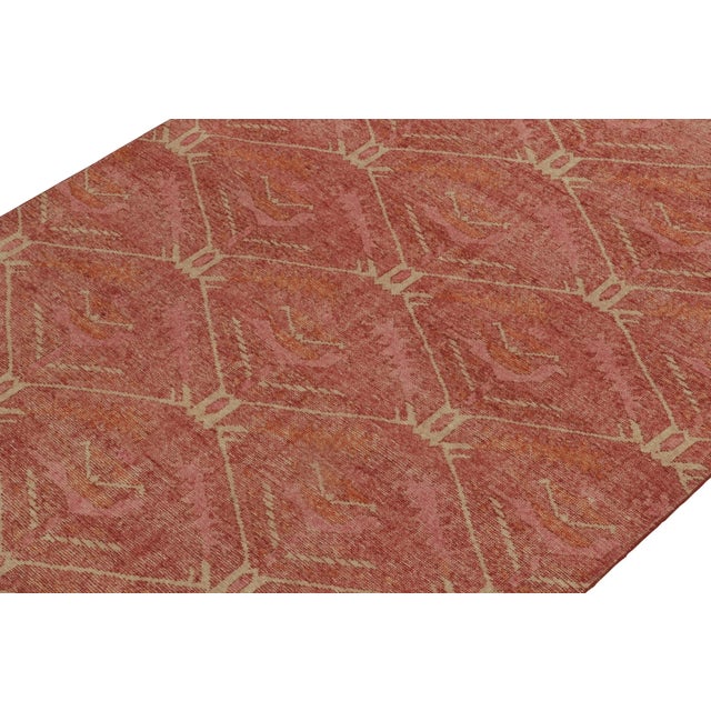 Rug & Kilim Rug & Kilim’s Distressed Kuba Style Rug in Red With Orange Tribal Patterns For Sale - Image 4 of 7