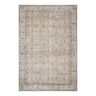 1970s Vintage Turkish Handmade Wool Cotton Beige Area Rug For Sale