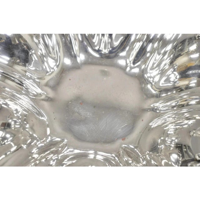 Mid 20th Century Vintage Victorian Silver Plated Handkerchief Candy Dish Fruit Bowl Berry Design For Sale - Image 5 of 11