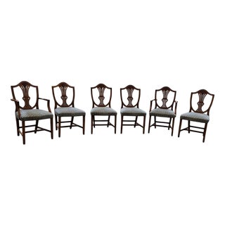 English Mahogany Hepplewhite Chairs, 1920s, Set of 6 For Sale