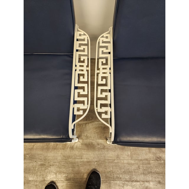 Metal Vintage Faux Bamboo Cast Aluminum Lounge Chairs - A Pair For Sale - Image 7 of 12