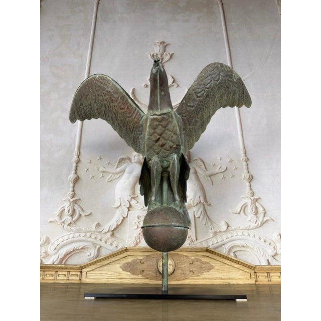 Folk Art Copper Eagle Weathervane on Iron Base For Sale - Image 11 of 14