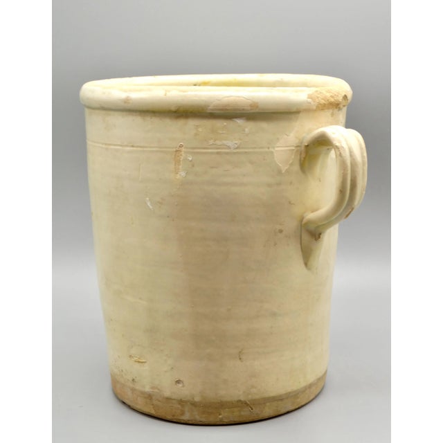 An antique Italian earthenware confit jar or pot. It is a large 19th-Century authentic handcrafted and hand painted jar....