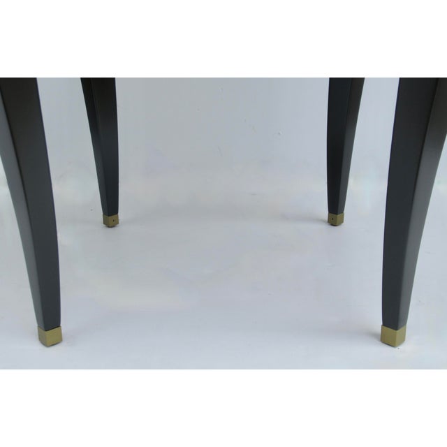 C. 1980's Donghia "Essence" Collection Round Side/End Table Satin Black Lacquer Finish With Brushed Brass Details For Sale - Image 17 of 18