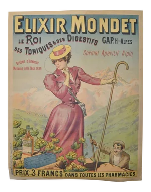 Antique French Francisco Tamango "Elixer Mondet" Advertising Poster