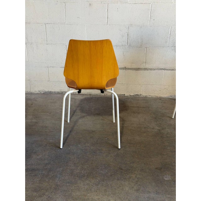 Mid 20th Century Set of 8 Danish Modern Bentwood Dining Chairs White Metal Mid Century Chairs For Sale - Image 9 of 10