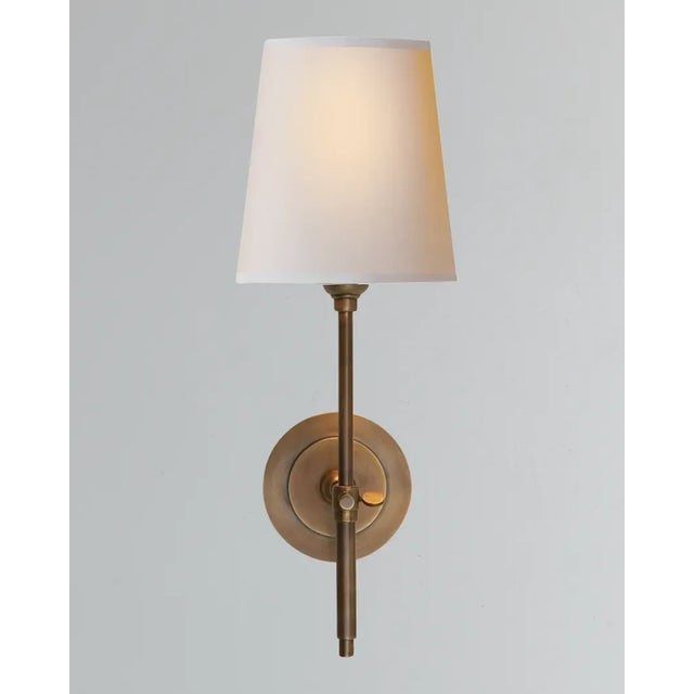 Thomas O'Brien "Bryant" Hand-Rubbed Antique Brass Sconce Wall Light in Natural Paper. 4 Available 1 Light Shades Included...