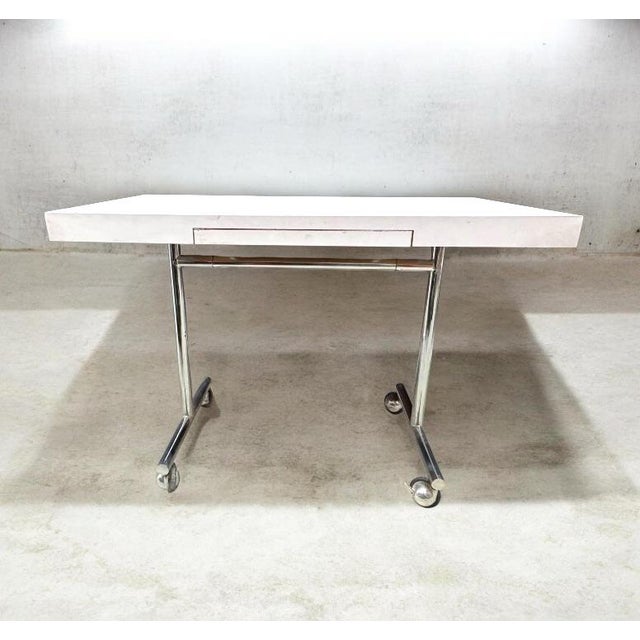 Mid-Century Modern A Vintage Attribute to Hans Eichenberger Omega Desk for Stendig With Chrome Frame For Sale - Image 3 of 4